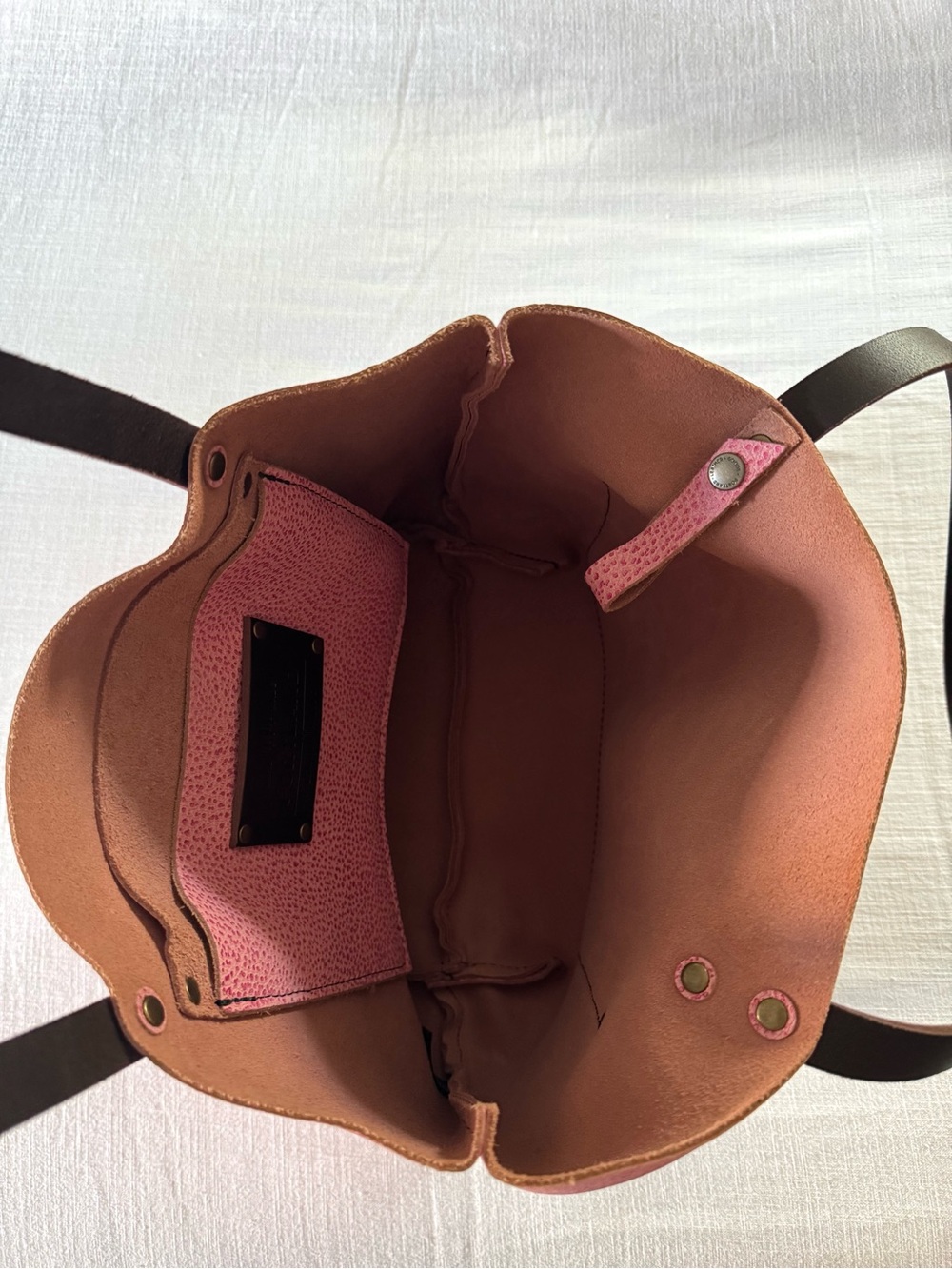 Portland Leather Pink Leather Tote - Picture 4 of 9